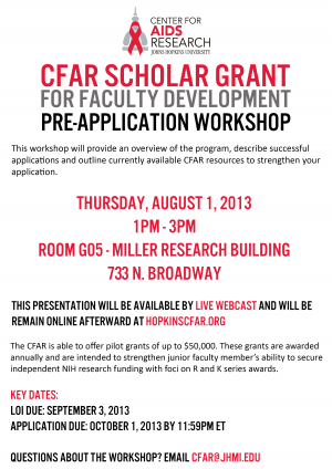 CFAR Scholar Grant for Faculty Development Pre-application Workshop